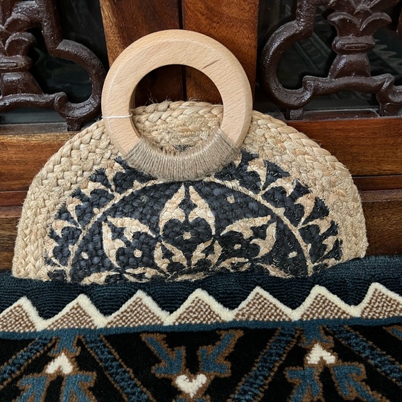 *Sold* NWT Antik Kraft Jute Style Convertible Handbag with Round Wooden Handles! - Picture 3 of 11